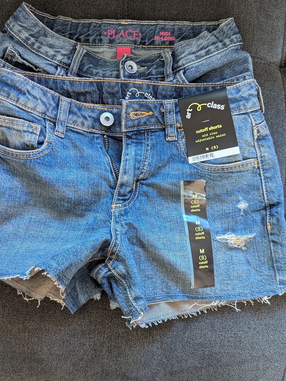 The Children's Place Girls' Blue Denim Jeans - Pink Logo